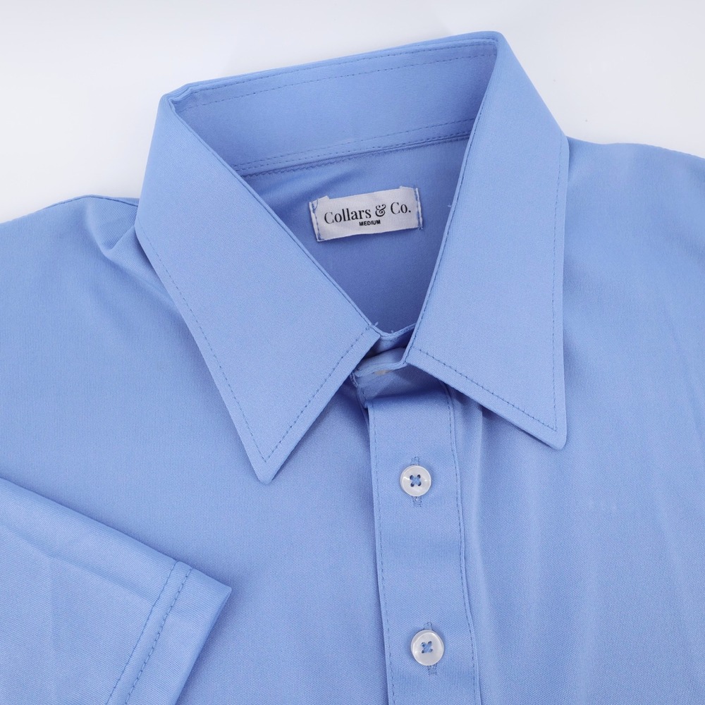 Collars & Co. Dress Collar Polo Light Blue Short Sleeve Shirt Mens Medium